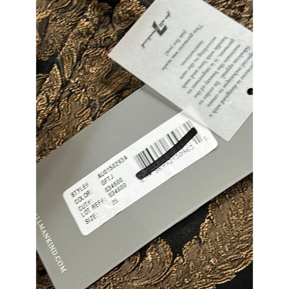 7 For All Mankind Metallic Gold & Black Damask Skinny Jeans Size 25 Acrylic Blen - Picture 4 of 11